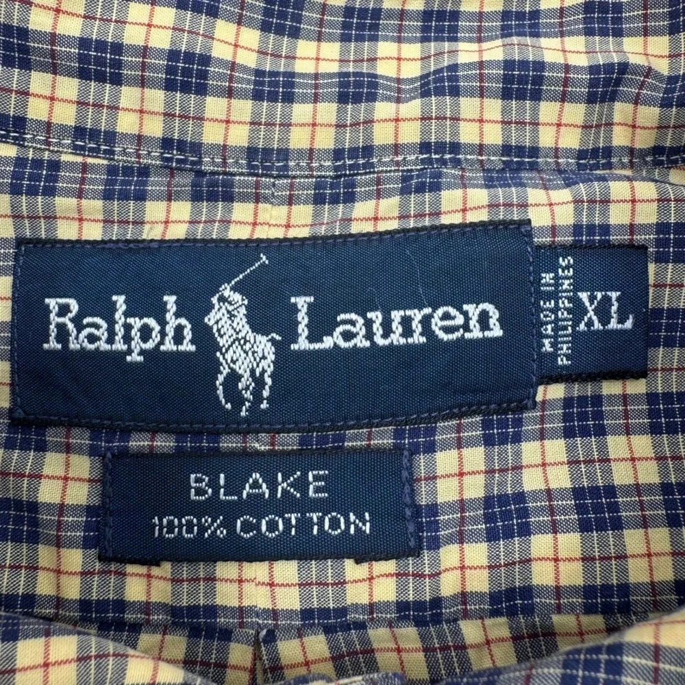 Polo‎ Ralph Lauren Blake Yellow Blue Gingham Check Button Down Shirt Men's XL